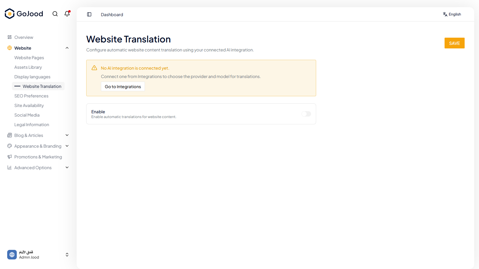 Website translation settings in JoodCMS